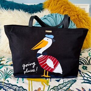 Black Kate Spade “Going Places” Pelican Canvas Tote
